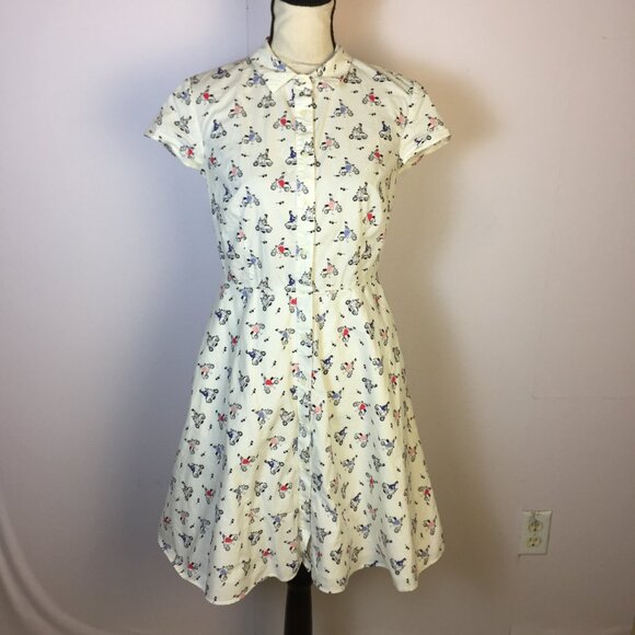 Boden Dresses & Skirts - Boden Sophia Shirt Dress Sz 6P Womans Petite White Vespa Scooter Retro Inspired